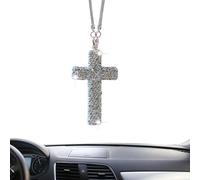 Décor Rétroviseur Auto - Accessoires Auto Religieux Croix Strass - Ornement Chrétien Intérieur Suspendu Accessoires Religieux pour Femmes Famille Église Maison Chambre Salon