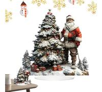Décor Santa en Acrylique 2D - Pièce Centrale de Table de Noël,Ornement Santa Étanche pour Intérieur Extérieur Cheminée Table Fenêtre