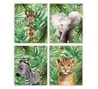 Decor Set of 4 Nursery Nursery Wall Art Jungle thme bb chambre dcor zoo thme bb chambre bb filles et garons dcor de ppinire safari.
