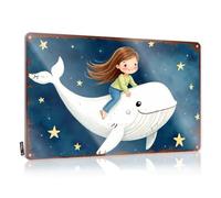 Decor Signs Plaque en étain avec inscription « Whale Ride Under The Starry Night Sky » (20 x 30 cm)
