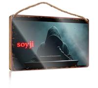 Decor Signs Soyji : La figurine à capuche derrière le microphone en bois pour décoration de chambre vintage (15 x 28 cm)