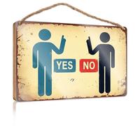 Decor Signs Two Figures Point To 'Yes' And 'Non' Signs. Décoration de maison de ferme en bois (20 x 30 cm)