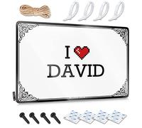 Decor Soft Area - Œuvre d'art imperméable, impression rétro de qualité supérieure pour café, pub, sous-sol, bar | Décorations de porte d'entrée pré-percées personnalisées I Love David (20 x 30 cm)