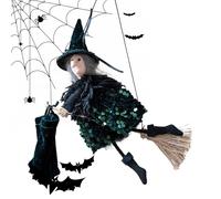 Décor Sorcière Halloween Balai Flottant - Figurine Terrifiante Pour Création D’Atmosphère Mystique, Objet Surnaturel Pour Extérieur, Maison, Pelouse, Entrée | Accessoire Spécial Pour Ambiance De Fête,