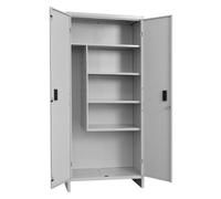 Decor Space Armoire porte-balais en tôle métallique peinte 2 portes avec étagères et serrure « Made in Italy » (80 x 40 x h 180 cm)