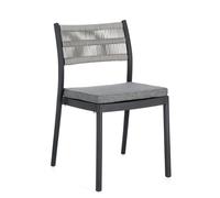 Decor Space Chaise Alvin en polypropylène et dossier tressé en corde de polyester d'intérieur (anthracite/gris)