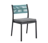 Decor Space Chaise Alvin en polypropylène et dossier tressé en corde de polyester d'intérieur (anthracite/AvioPack de 2 pièces)