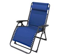 Decor Space Chaise longue "Zero Gravity XXL" fauteuil rembourré inclinable en acier d'extérieur (Bleu XXL, 1)