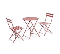 Decor Space Ensemble de table avec 2 chaises Austin en acier revêtu par poudre pour l'extérieur (terre cuite)