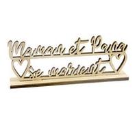 décor table bois maman papa mariage 7x18cm naturel - hobi dek0533 Naturel G