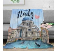 Décor Urbain Plaid Venise 3D Imprimé Microfibre Jeté Canapé Chambre Doux Chaud pour Maison 70×80(180x200cm)