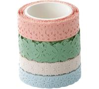 Folia Lot de 4 bordures en papier de riz – adhésives multi-surfaces, sans résidus, pastels assortis