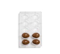 DECORA, 0050050 Moule à œufs en chocolat en polycarbonate, 10 cavités, 60 x 42 mm, Idéal pour préparer des chocolats brillants et croustillants, Design professionnel, Fabriqué en Italie.