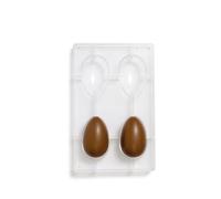 DECORA, 0050052 Moule à œufs en chocolat en polycarbonate, 4 cavités, 88 x 56 mm, Idéal pour préparer des chocolats brillants et croustillants, Design professionnel, Fabriqué en Italie.