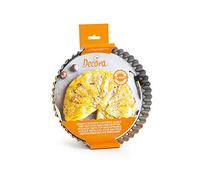 Decora, 0070015 Moule pour tarte avec fond amovible en acier antiadhésif, Rond Ø 20 x H 3,5 cm, Facilite le démoulage des gâteaux, Design professionnel, Gris
