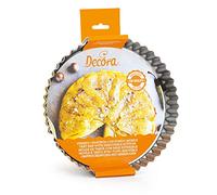 Decora, 0070017 Moule à Tarte avec Fond Amovible en Acier antiadhésif, Rond Ø 30 x H 3,5 cm, Facilite Le démoulage des gâteaux, Design Professionnel.