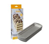 DECORA 0070032 SET 4 MOULES RECTANGULAIRES 25,5 X 10,5 X 2 H CM POUR GÂTEAUX COUCHE, Gris