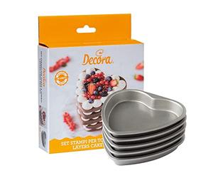 Decora 0070034 Set of 5 Heart Cake Moulds 15 x 2 h cm, Steel