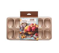 Decora, 0070112 Moule Gold Line Madeleine, 12 cavités, 8 x 5,5 x h 2 cm, idéal pour préparer de jolies tartelettes, en métal antiadhésif robuste