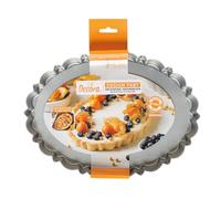 Decora, 0075055 Moule à tarte avec fond mobile de dimensions 29 x 20 x 3 H cm, en acier antiadhésif, ovale, facilite la déformation des bonbons, ligne de design