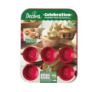 DECORA 0080256 ROUGE MOULE À CUPCAKE 12 MOULES ANTI-ADHÉSIFS