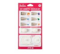 Decora 0252045 Lot de 7 douilles à pâtisserie, rose, en acier inoxydable, sans soudure, à utiliser avec l'adaptateur standard inclus dans l'emballage ainsi qu'avec les petits et grands porte-fleurs