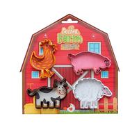 Decora 0255040 Set of 4 Farm Animal Cutters, Plastic