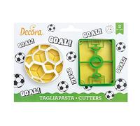 DECORA, 0255048 Kit de Découpe Football, Moule Ballon + Moule Terrain de Football, Le Kit Idéal pour Créer des Décorations en Pâte à Sucre ou en Gomme, Fabriqué en Italie, Design Original, 2pcs