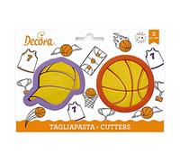 DECORA, 0255049 Kit de Découpe Basket, Moule Ballon de Basket + Moule Chapeau, Le Kit Idéal pour Créer des Décorations en Pâte à Sucre ou en Gomme, Fabriqué en Italie, Design Original. Ensemble de 2.