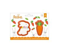 DECORA 0255076 SET 2 EMPORTE-PIÈCES EN PLASTIQUE LAPIN ET CAROTTE 8 X H 2,2 CM