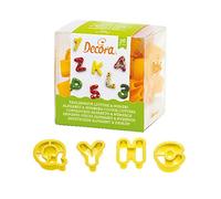 DECORA, 0255084 Kit d'emporte-pièces lettres et chiffres petits 2 X H 1,6, Le kit idéal pour créer des décorations en pâte à sucre ou en pâte à gomme, Fabriqué en Italie, Ensemble de 36 pièces.