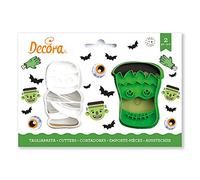 Decora 0255092 Lot de 2 emporte-pièces motif monstres 4/6 x H 2,2 cm, Vert