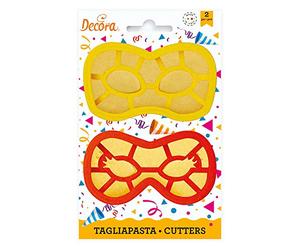 DECORA, 0255136 Kit d'emporte-pièces masques de carnaval, Le kit idéal pour créer des décorations en pâte à sucre ou en pâte à gomme, Fabriqué en Italie, Design original. Ensemble de 2 pièces.