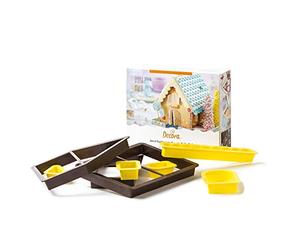 Decora 0255162 Set 8 DECOUPOIR Maison DE Conte DE FEE, Plastique, Jaune