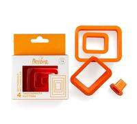 Decora 0255309 KIT 4 EMPORTE-PIÈCES RECTANGULAIRE 1,5-3,5-5,5-7,5 H2,2 CM, Plastique, Rose