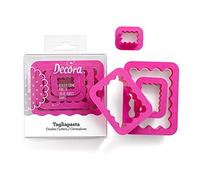 Decora 0255310 KIT 4 EMPORTE-PIÈCES RECTANGULAIRE CANNELE CM 1,5-3,5-5,5-7,5H2, Plastique