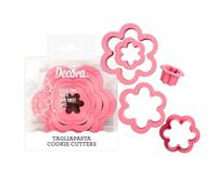Decora 0255313 SET 6 EMPORTE-PIECE FLEUR 1,5 2,5 3,5 5 6,5 8 H 2,2 CM, Rosa