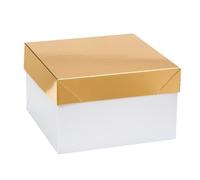 Decora, 0339446 Boîte à Panettone avec fond automatique 24 x 24 x 15 H cm, avec couvercle Or, parfait pour emballer Panettoni hauts ou bas jusqu'à 1 kg, emballés individuellement
