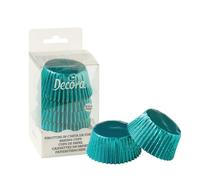 Decora 0339789 Lot de 60 caissettes de cuisson métallisées bleu ciel, 50x32 mm, pour la cuisson de muffins et desserts, résistantes jusqu'à 180 °C, sous blister, fabriquées en Italie