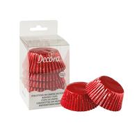 Decora 0339798 Lot de 60 caissettes de cuisson rouges métallisées 50 x 32 mm, pour la cuisson et l'emballage cadeau de muffins, résistantes jusqu'à 180 °C, sous blister, fabriquées en Italie
