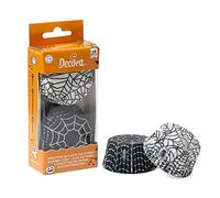 Decora 0339861 Paquet 36 CAISSETTES Spider 50 X 32 MM, Paper, Blanc/Noir, ø 50 x h 32 mm