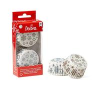 DECORA, 0339871 Moules à Muffins, Très Pratiques pour Cuire, Présenter et Offrir des Muffins, Résistant jusqu'à 220°, Fabriqué en Italie, Motif Étoiles Argent et Or, Lot de 36 pièces