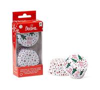 DECORA, 0339872 Moules à Muffins, Très Pratiques pour Cuire, Présenter et Offrir des Muffins, Résistant jusqu'à 220°, Fabriqué en Italie, Motif Sapin de Noël et Étoiles, Lot de 36 pièces