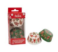 Decora 0339874 PAQUET 36 CAISSETTES GINGERBREAD FAMILY 50 X 32 MM, Rouge et Vert