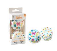 Decora, 0339878 Soucoupes papillon de 50 x 32 mm, pour cuisiner, présenter et offrir des muffins et des friandises, en papier sulfurisé, résistent jusqu'à 180 °C, dans un blister pratique, fabriqué en