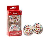 Decora, 0339897 Lot de 36 soucoupes de Noël de 50 x 32 mm, pour cuisiner, présenter et offrir des muffins et des friandises, résistent jusqu'à 180 °C, dans un blister pratique, fabriqué en Italie