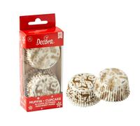 Decora, 0339906, Lot de 36 soucoupes thématiques, Gold Style, très pratiques pour cuisiner, présenter et offrir des muffins, résistent jusqu'à 220 °, dans un blister pratique, dimensions ø 50 x 32 cm