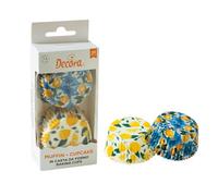 Decora 0339919 Lot de 36 soucoupes Amalfi Citrons, Ø 50 x 32 mm, pour cuisiner, présenter et offrir des muffins, résistent jusqu'à 220 °, en blister pratique