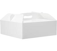 Decora, 0340202 Boîte à gâteau avec poignée, Idéale pour Conserver et Transporter des gâteaux, Fabriquée en Carton, Conditionnée Individuellement, 28,5 x 28,5 x 10 cm, Bianco