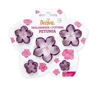 Decora 0803026 KIT 5 Coupe-PÂTE PÉTUNIA, Plastique, Violet